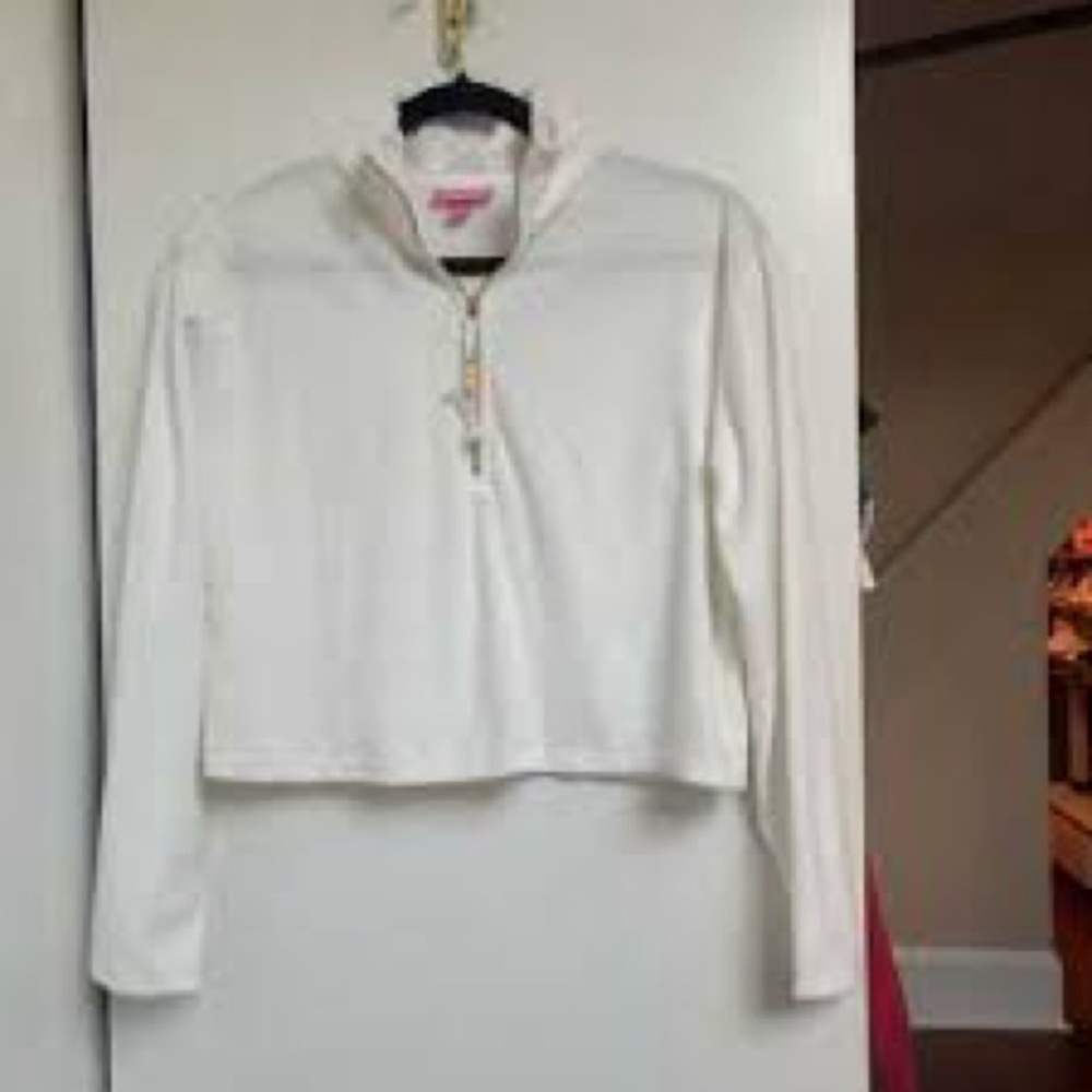 STONEY CLOVER White Terry Quarter-Zip Pullover